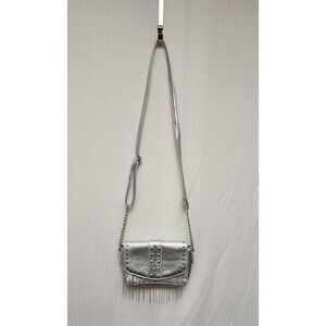 Justice Girls Silver Studded Crossbody Purse Bag With Adjustable Chain Strap